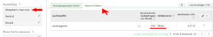 Screenshot Adwords Keyword-Planer: Ergebnis der Keywordanalyse für die lokale Suchmaschinenoptimierung